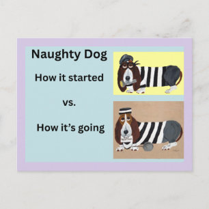 Wie es begann vs Wie es läuft Basset Hound  Postkarte