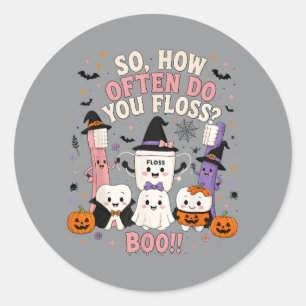 Wie Floss Sie Lustig Halloween Zahnarzt Dental Runder Aufkleber