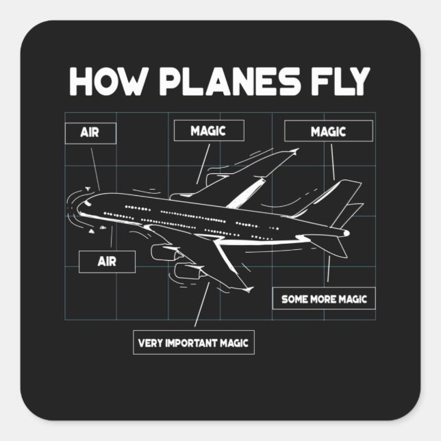 Wie Flugzeug für Studentenpiloten fliegen und flie Quadratischer Aufkleber (Vorderseite)