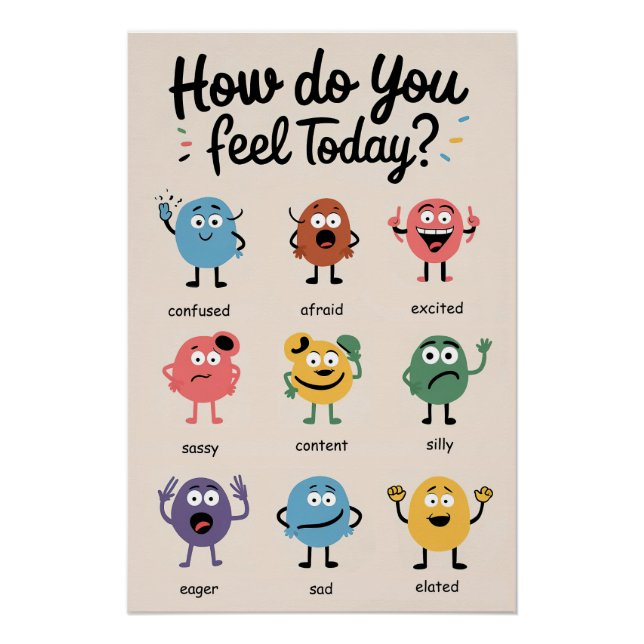 Wie fühlen Sie sich heute? Emotion Poster für Kind (Vorderseite)