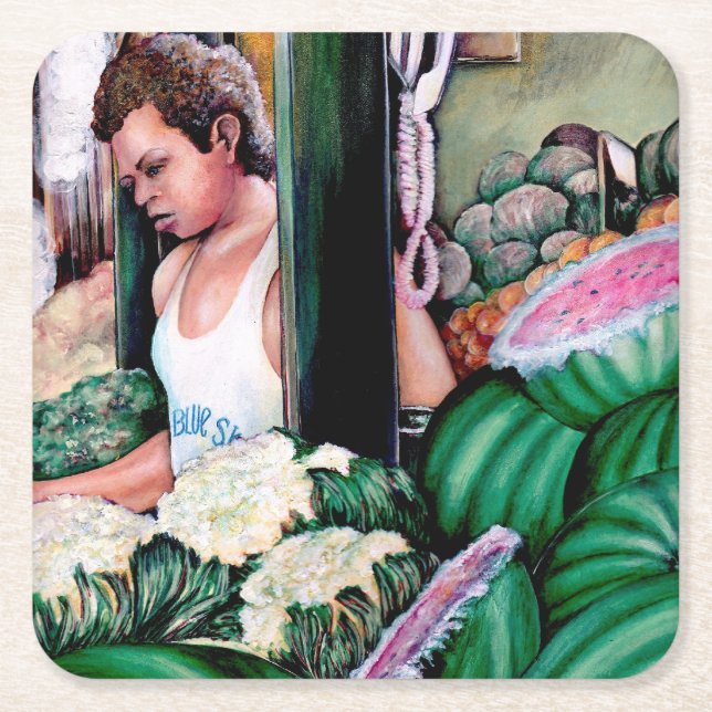 Wie gefällt dir diese Melone? Rechteckiger Pappuntersetzer (Vorderseite)