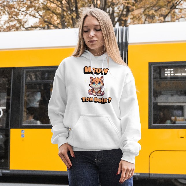 Wie geht es dir? Niedlicher Funny Cat Pub für Heim Hoodie (Von Creator hochgeladen)