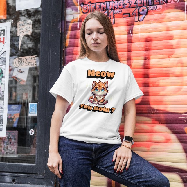 Wie geht es dir? Niedlicher Funny Cat Pub für Heim T-Shirt (Von Creator hochgeladen)