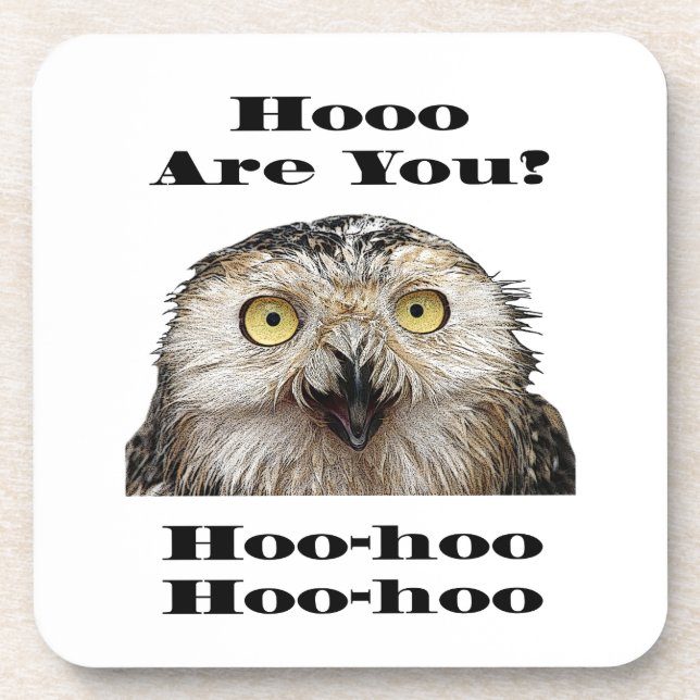 Wie geht es dir? Owl Wer bist du? Getränkeuntersetzer (Vorderseite)