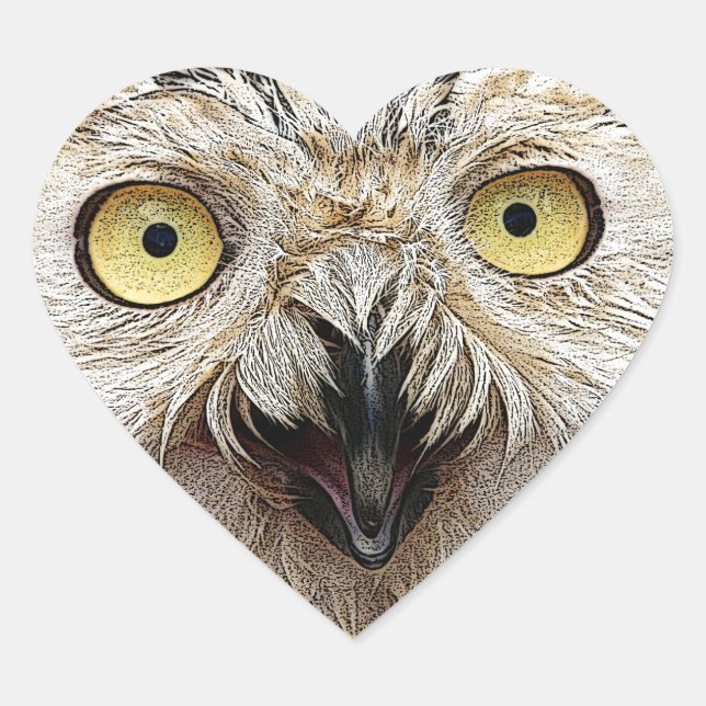 Wie geht es dir? Owl Wer bist du? Herz-Aufkleber (Vorderseite)