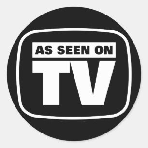 Wie gesehenes im Fernsehen - Schwarzweiss Runder Aufkleber