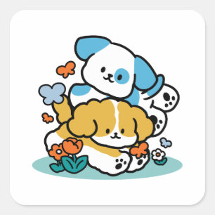 Wie glückliche Jungtiere in den Mai rollen - Niedl Quadratischer Aufkleber