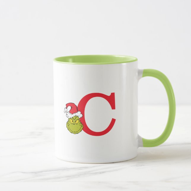 Wie Grinch Stole Weihnachten | Monogramm C Tasse (Rechts)