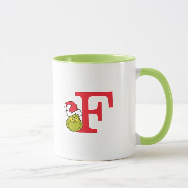 Wie Grinch Stole Weihnachten | Monogramm F Tasse (Rechts)