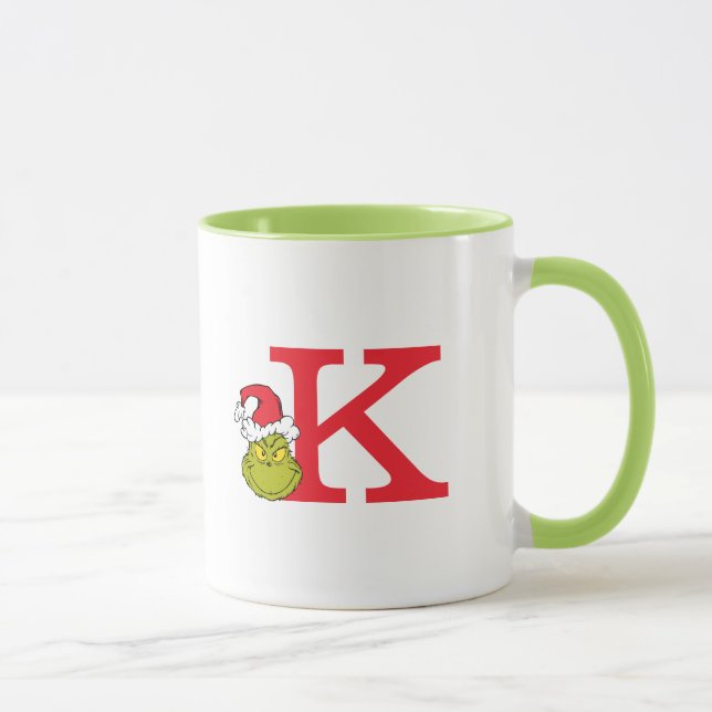Wie Grinch Stole Weihnachten | Monogramm K Tasse (Rechts)