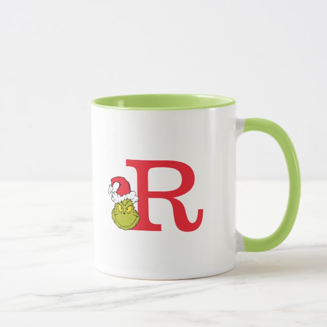 Wie Grinch Stole Weihnachten | Monogramm R Tasse (Rechts)