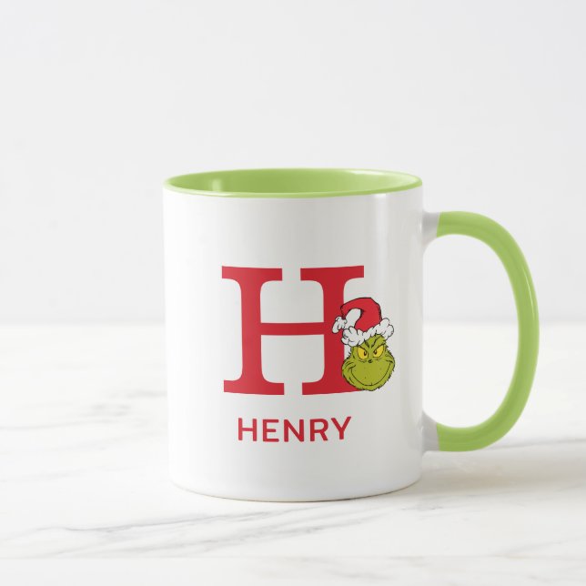 Wie Grinch Stole Weihnachten | Name & Monogramm H Tasse (Rechts)