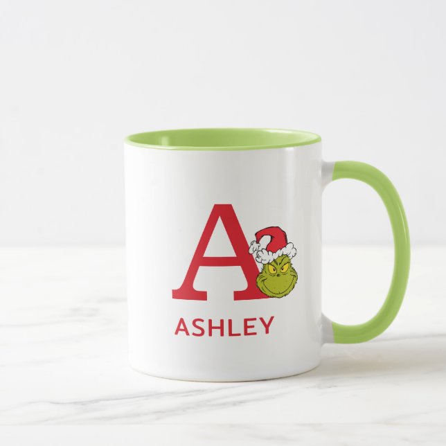 Wie Grinch Stole Weihnachten | Name und Monogramm  Tasse (Rechts)