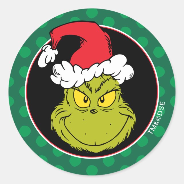 Wie Grinch Stole Weihnachten | Naughty Grinch Runder Aufkleber (Vorderseite)