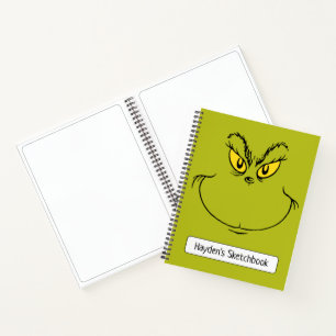 Wie Grinch Weihnachten Gesicht Zeichnung stahl Notizbuch