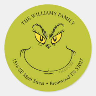 Wie Grinch Weihnachtsgesicht gestohlen hat - Adres Runder Aufkleber