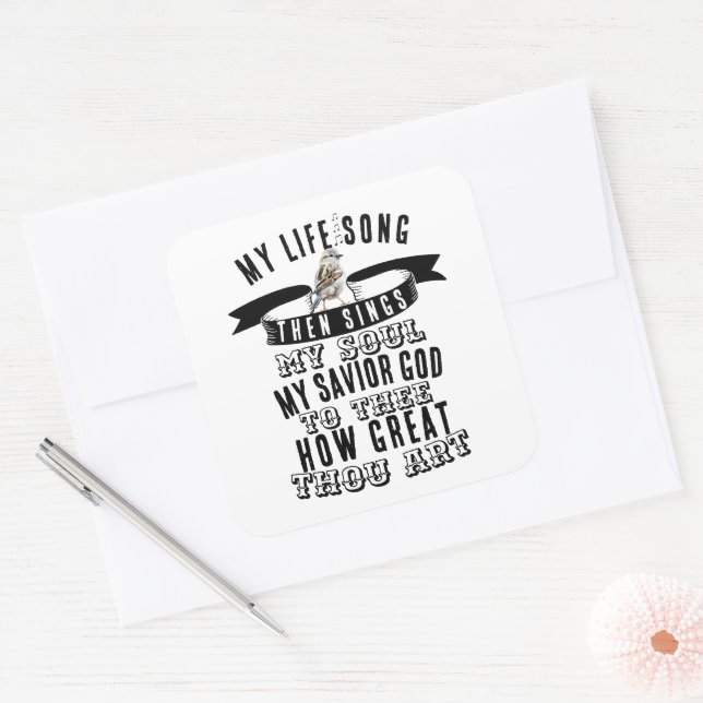 Wie groß du bist Hymnal Niedlich Bird Christlich Quadratischer Aufkleber (Umschlag)