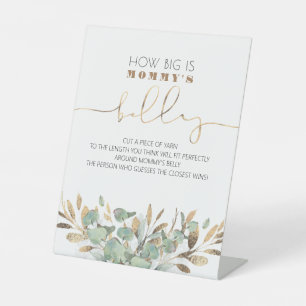 Wie groß ist das Babyduschenspiel von Mama? Sockelschild