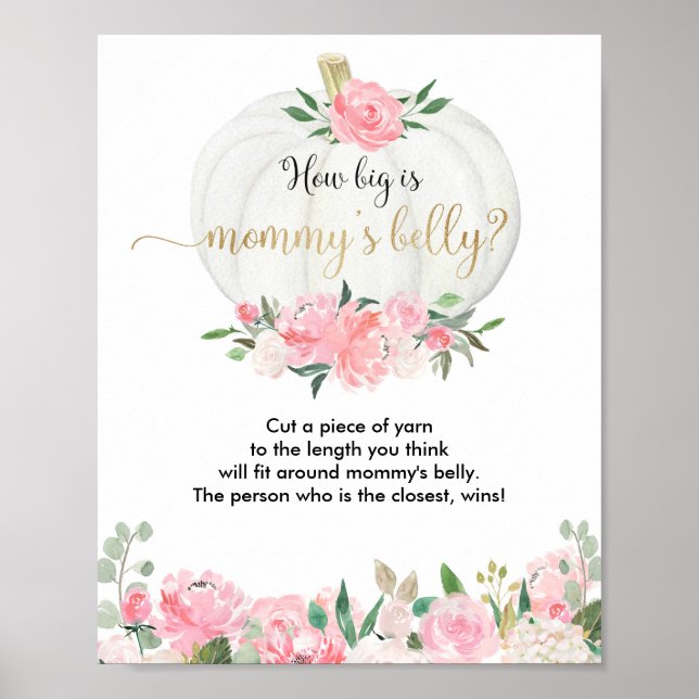 Wie groß ist das Bauchkürbis-Babyduschenspiel Poster (Vorne)