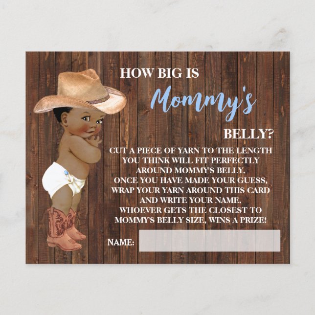 Wie groß ist die Cowboy-Duschkarte für Mommy Bly O Flyer (Vorne)