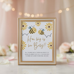 Wie groß ist ihr Bauch Honigbiene Baby Shower Spie Poster