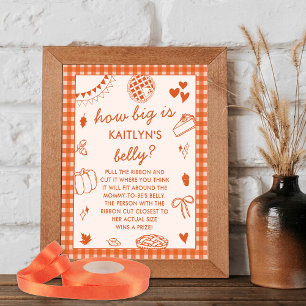 Wie groß ist Mamas Bauch? Baby Shower Spiel Poster