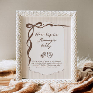 Wie groß ist Mamas Bauch Cafe Bebe Baby-Party Poster