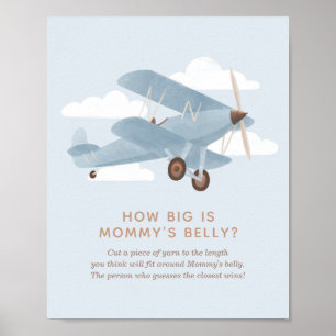 Wie groß ist Mamas Bauch Flugzeug Baby Shower Poster