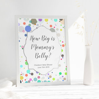 "Wie groß ist Mama's Bauch" Multicolor Babydusche Poster