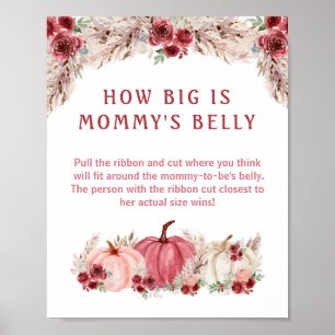 Wie groß ist Mama's Bauch Pumpkin Baby Shower Game Poster