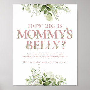 Wie groß ist Mamas Bauch Rosa Baby-Party Poster