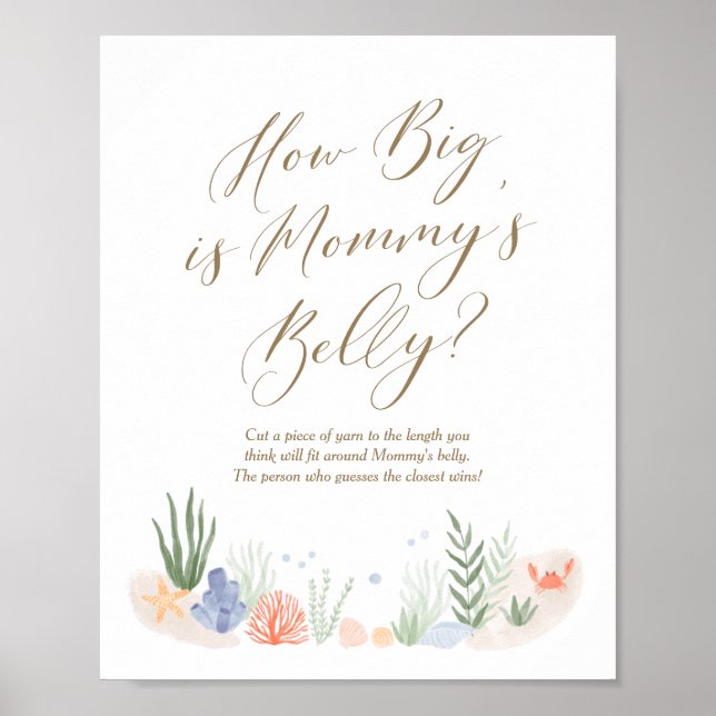 Wie groß ist Mama's Bauch unter der Sea Baby Dusch Poster (Vorne)