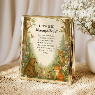 Wie groß ist Mamas Bauch Wald Baby Shower Spiel Poster