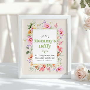 Wie groß ist Mamas Bauch Wildflower-Baby-Party Poster