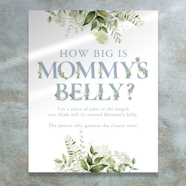 Wie groß ist Mama's Bauchblauer Babydusche? Poster (How Big Is Mommy's Belly Blue Baby Shower Poster)