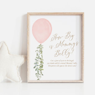 Wie groß ist Mama's Bly Pink Balloon Babydusche Poster