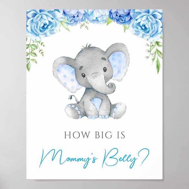 Wie groß ist Mommys Baby Elephant Baby Shower Game Poster (Vorne)