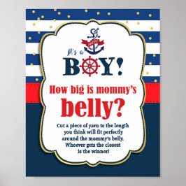 Wie groß ist Mommys Baby Shower Game Nautical Poster