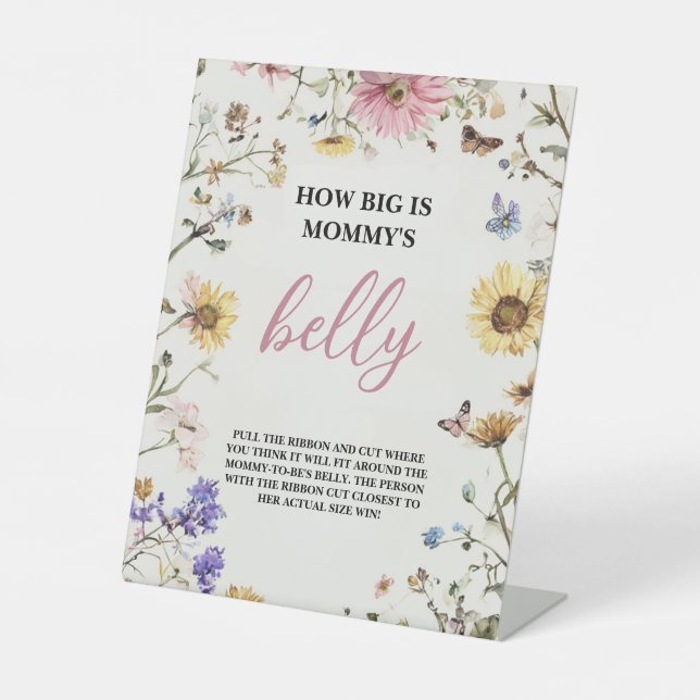 Wie groß ist Mommy's Bauch 8x10 Tischplatte oben Sockelschild (Vorderseite)