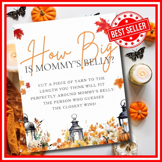 WIE GROSS IST MOMMYS BELLY EIN KLEINES KürbisSPIEL Poster (HOW BIG IS MOMMY'S BELLY A Little Pumpkin is on the Way Fall Autumn Baby Shower Game Poster )