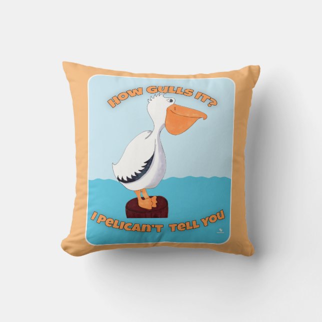 Wie Gulls it Pelican Cartoon Art Fun Kissen (Vorderseite)