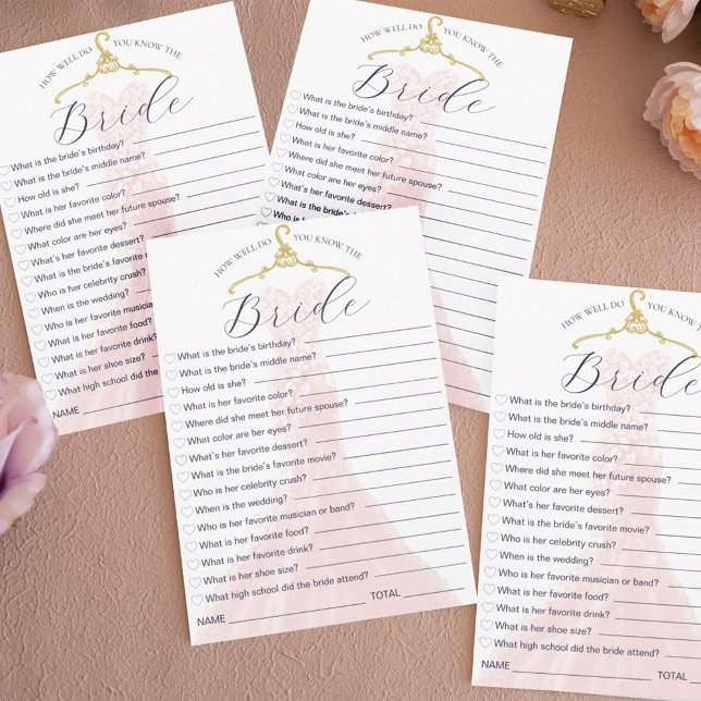 Wie gut kennen Sie das Brautkleid-Spiel? Einladung (How Well Do You Know the Bride Wedding Dress Game Invitation)