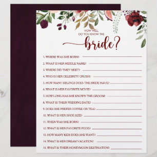 Wie gut kennen Sie das Bride Brautparty Game?