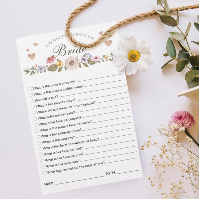 Wie gut kennen Sie das Bride Brautparty Game? Einladung (How Well Do You Know the Bride Bridal Shower Game)