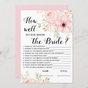 Wie gut kennen Sie das Bride Floral Bridal Game? Einladung
