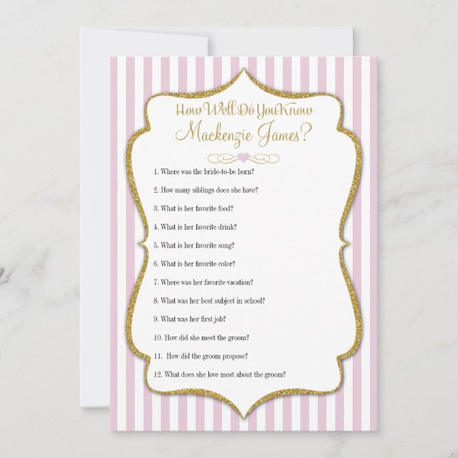 Wie gut kennen Sie das Bridge Brautparty Pink? (Vorderseite)