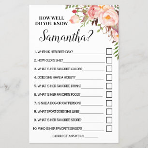 Wie gut kennen Sie die Bride Brautparty Game Card? Flyer