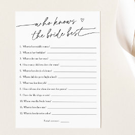 Wie gut kennen Sie die Bride Bridal Game Card? Einladung