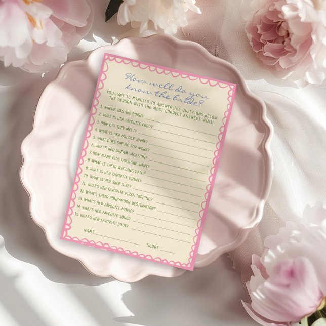 Wie gut kennen Sie die Bride Game Card? Einladung (Von Creator hochgeladen)