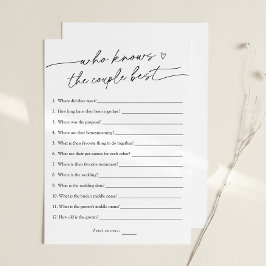Wie gut kennen Sie die Couple Bridal Game Card? Einladung